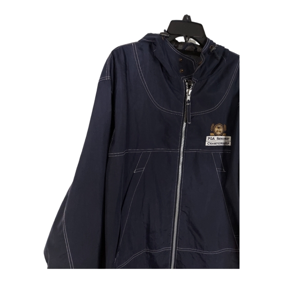 PGA Seniors Championship Advil PRO-AM Size L Go Pak Jacket Rain Wind Navy Blue - Picture 10 of 14